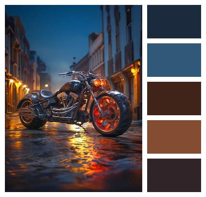 Night Sky Motorcycle Harley Image